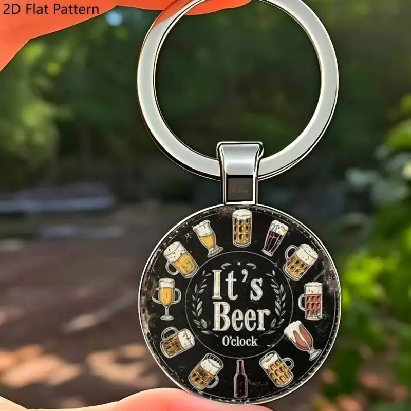 Beer Time Keychain Zinc Alloy Pendant Gift For Beer Lovers And Party Enthusiasts