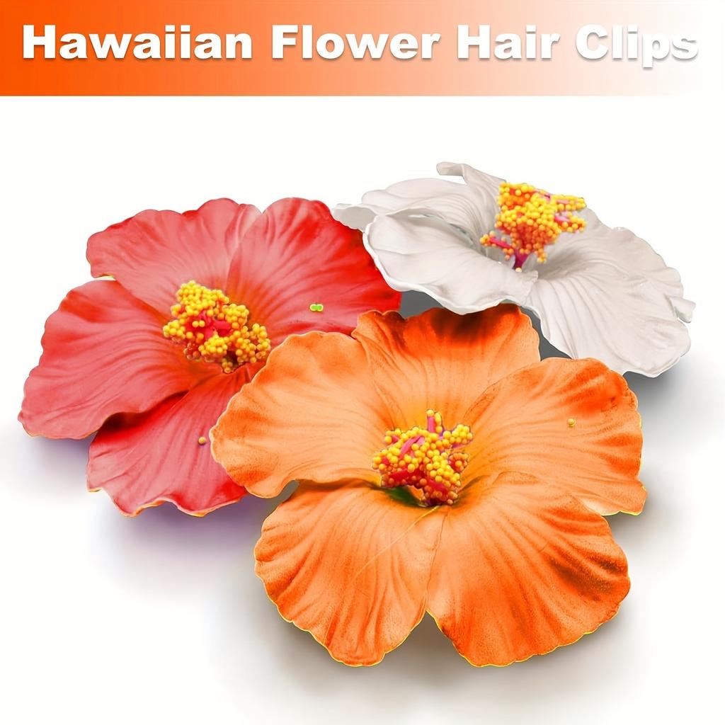 1pc Hibiscus Flower Hair Clip - Hawaiian Style Tropical Floral Hair Accessories for Women, Dance Party & Vacation Hair Clips, Durable Hairpin