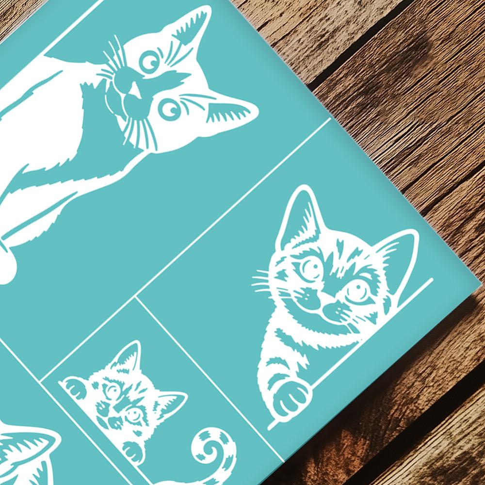 2pcs Self-Adhesive Silk Screen Printing Stencil for Painting on Wood DIY Decoration T-Shirt Fabric Cat Shape 220x280mm