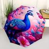 1 Stück lebhafter Pfau Cartoon Regenschirm, tragbarer kompakter Regenschirm, geeignet für Camping, Wandern und Reisen R006