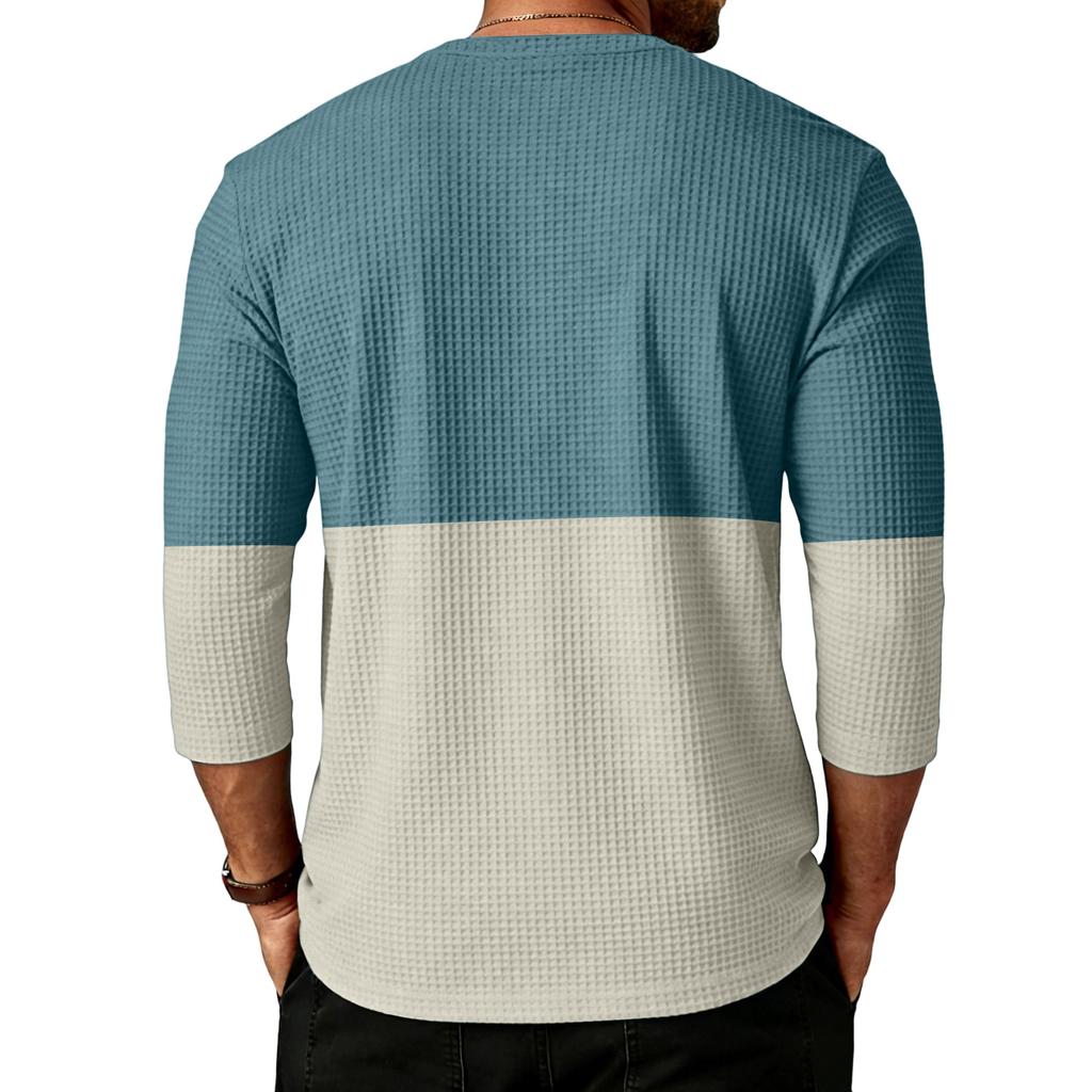 Men's Sports Leisure Waverg Three Pieces Buckle Seven Points Sleeve T-Shirt