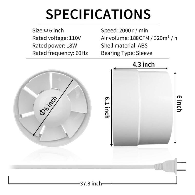 Quiet Ventilation Fan Powerful Ventilation Fan for Kitchens Bathrooms Offices & Restaurants Efficient Moisture Control