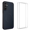 For Samsung Galaxy S25 Magnetic Case WANLONFENG TQ1 Series Carbon Fiber Texture PC TPU Phone Cover with 2Pcs Screen Films