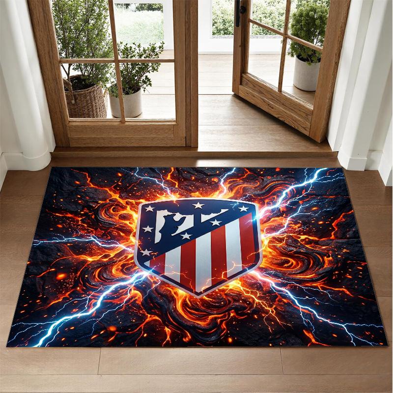 Atletico Madrid Design Crystal Velvet Rug Soft Decorative Mat for Bedroom Entrance