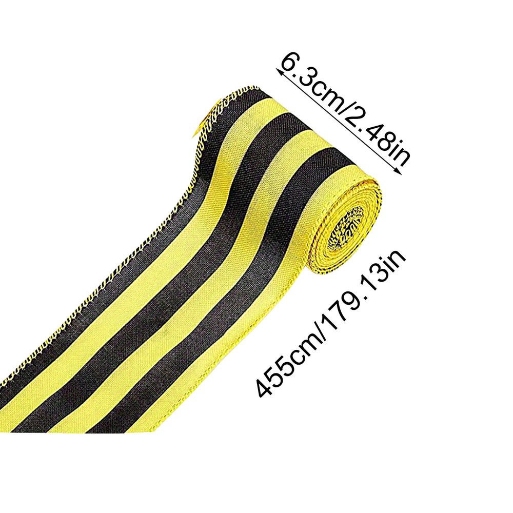 Bee Ribbon Wired Spring Craft Wrapping Honey Bee Striped Dot Yellow Ribbon For Wrapping Crafts Bows Party Decor 5 Yards