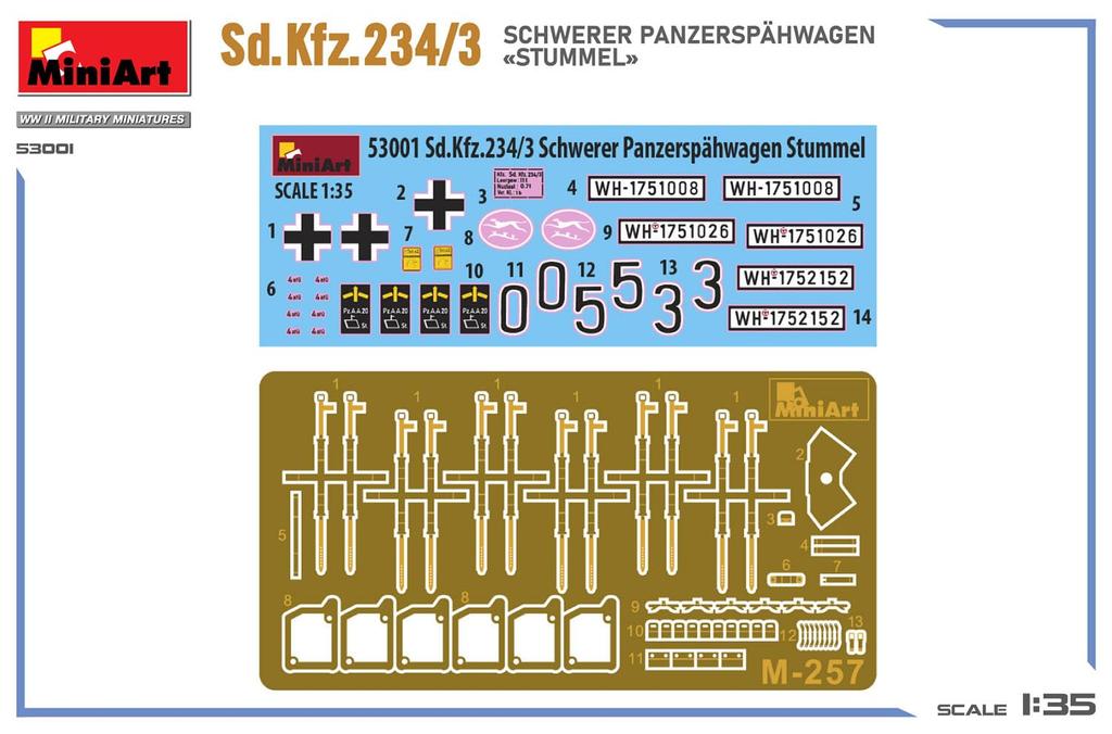 MiniArt WWII German Army heavy armored car Stummel gun plastic model kit MA53001 1/35 8-wheeled Sd.Kfz.234/3 7.5cm self-propelled