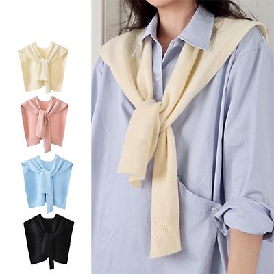 Knitted Shawl Women S Solid Color Shoulder Lap Thin Cardigan Tie Scarf