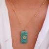 Pendant Square Neck Chain Vintage Sweater Chain Korean Chic Sun Stone Necklace  Women