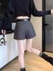 Spring Plus Size A-Line Black High Waist Shorts for Women - Petite, Loose Fit, Wide-Leg, Slimming Suit Style