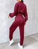 2024 Autumn/Winter Women's Fashion Casual Set: Golden Velvet Long Sleeve Top & Long Pants Two-Piece Set