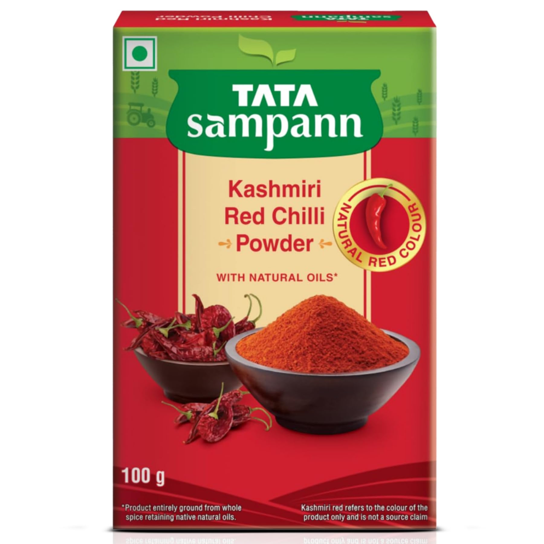 Tata Sampann Kashmiri Red Chilli Powder with Natural Oils, 100g, Kashmiri Lal Mirch Powder, With Exclusive Recipe