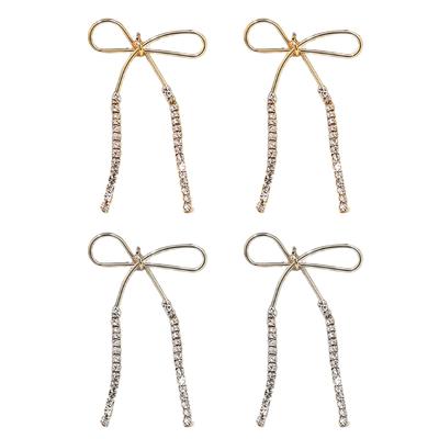 Sparkling Diamond Bowknot Dangle Earrings Sophisticated Diamond Bowknot Earrings Fashionable Ear Hooks Jewelry for Women