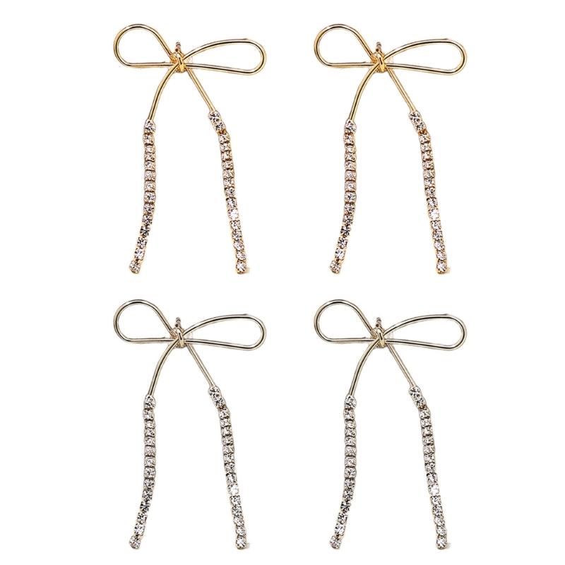 Sparkling Diamond Bowknot Dangle Earrings Sophisticated Diamond Bowknot Earrings Fashionable Ear Hooks Jewelry for Women