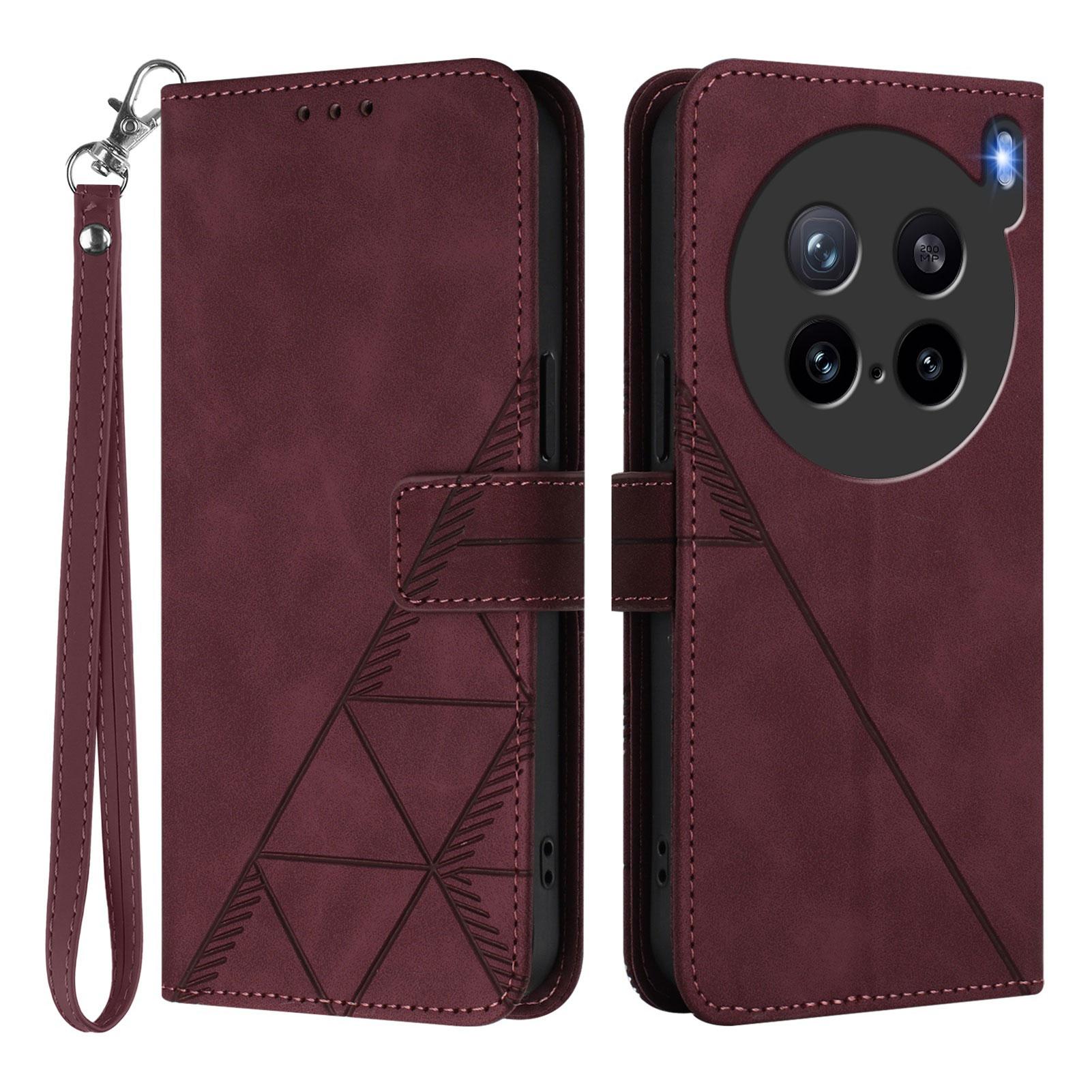 

For vivo X200s 5G Leather Case with Hand Strap Wallet Stand Phone Cover Wine Red