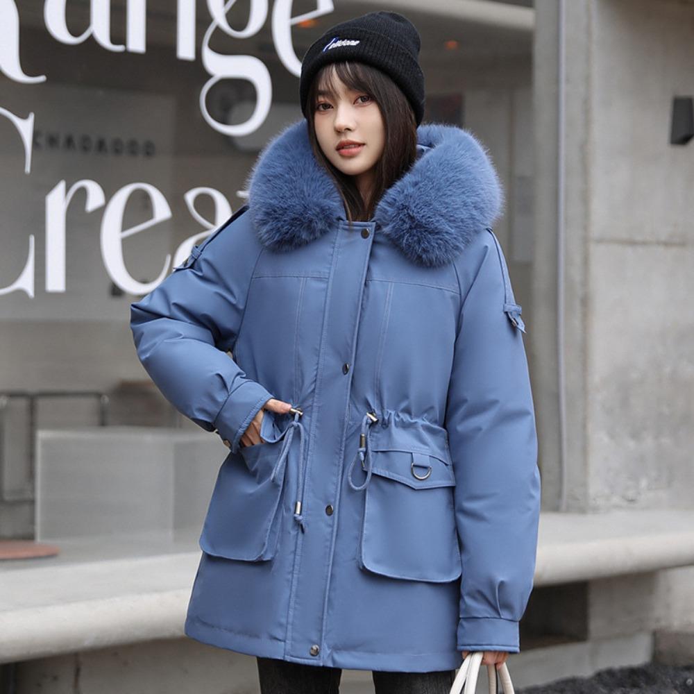 New Korean Version Loose Thickened Removable Liner Padded Jacket Winter Big Fur Collar Padded Jacket Women