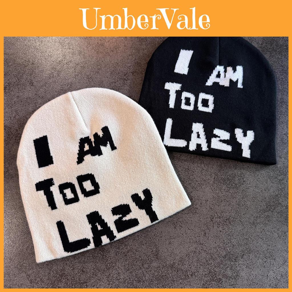 Knit Hat For Women Men Winter Warm Beanie With Letter Embroidery Street Style