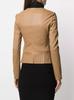 Beige Leather Jacket Women Pure Lambskin Designer Jacket Casual Work Wear