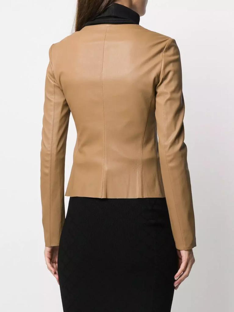 Beige Leather Jacket Women Pure Lambskin Designer Jacket Casual Work Wear