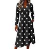 Women's Casual Polka Dot Printed Long Sleeve V-Neck Dress with Pockets