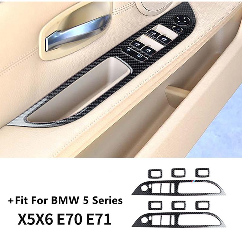 4Pcs Window Lift Switch Panel Cover Stickers Trim For BMW 5 Series E60 E70 E71 520 523 525i 530li 2005-2010 Years 