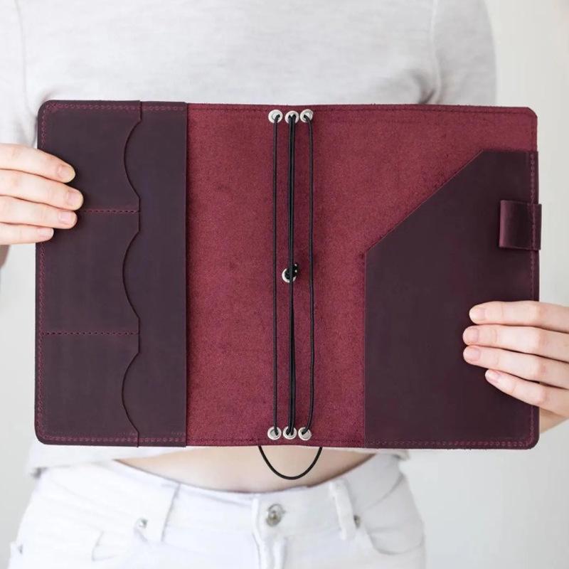 In Stock PU Leather Elastic Strap Retro A5 Detachable Large Capacity Planner Cover