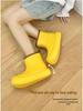 Korean-Style Chunky Heel High-Top Rain Boots for Women - Spliced Candy Color, Thick-Soled Rubber Shoes for All Seasons