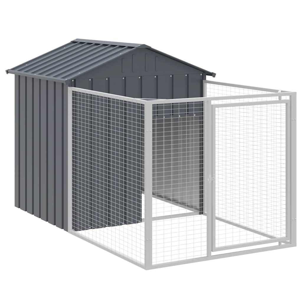 Vidaxl Dog Kennel, With Run, Anthracite, 117X201X123 Cm, Steel