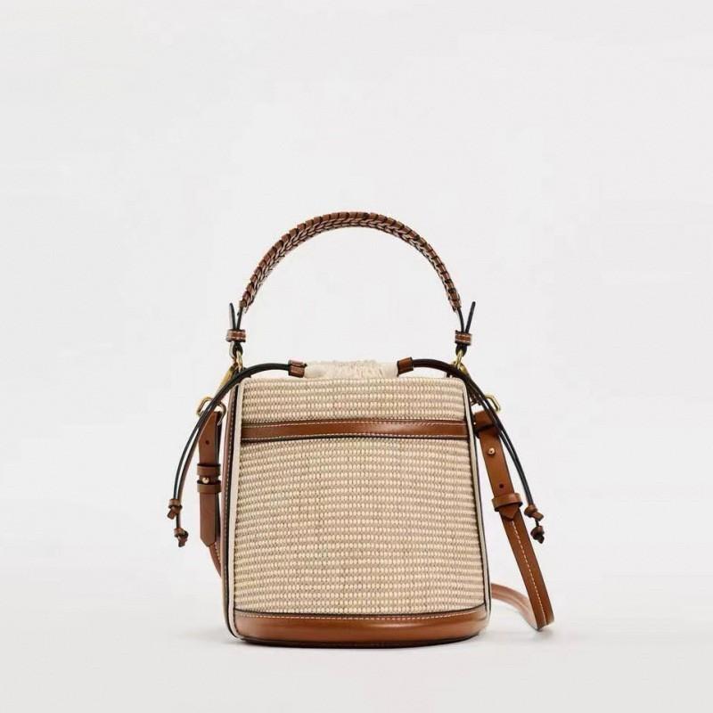 Z Family Women s Bag Cross-border 2025 Fashionable All-matching Color Matching Single-shoulder Portable Cross-body Woven Bucket Women