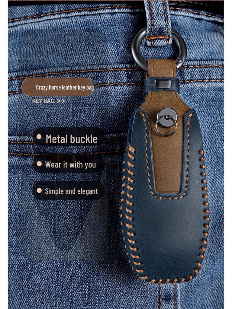 Ford Key Case for Focus, Mondeo, Kuga, Ecosport, Edge, Taurus - Genuine Leather with Buckle