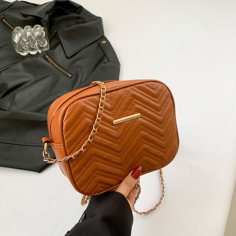 Chic Casual Retro Small Square Bag With Stitching Elements Shoulder Bag In Black коричневый