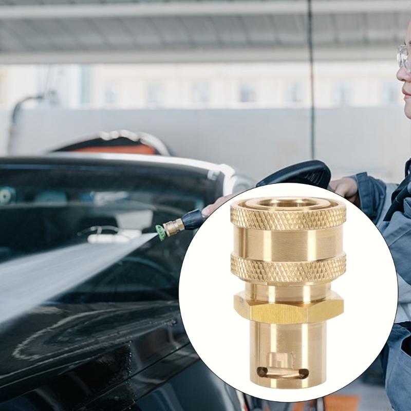 Quick Release Connect Adapter for High Pressure Washer 9mm Hose Universal Compatibility Leak Proof Seal Copper Design