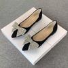 Fashion Women's Flat Shoes Bridesmaid With Crystals Anti-slip Shallow Ladies Footwear Summer 2025 Spring Chic and Elegant Popular On Y2k