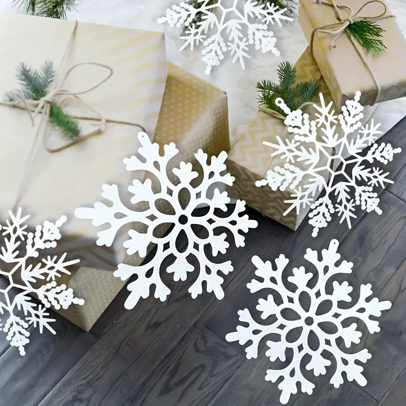 10pcs Festive Snowflake Ornaments - Dazzling Plastic Hanging Pendants for Holiday Decorations, 10cm, Tree Decorations