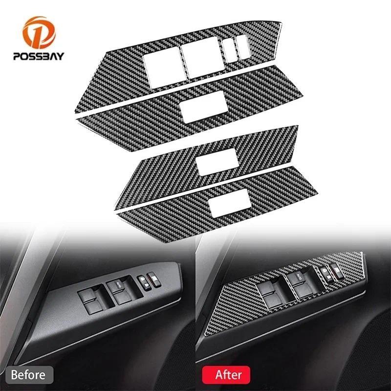 For Toyota RAV4 2013-2018 Carbon Fiber Car Window Lift Panel Switch Trim Cover LHD Auto Decoration Sticker