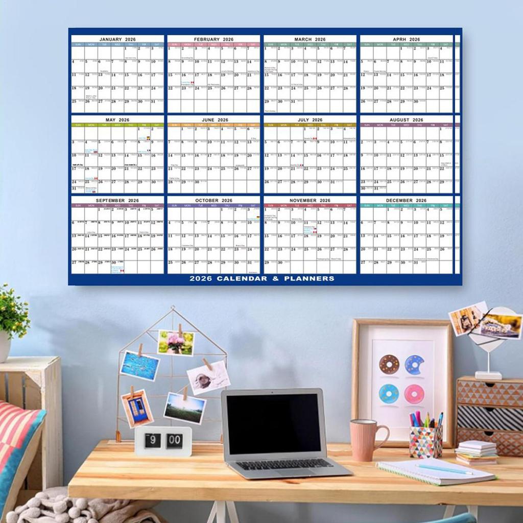 2026 Wall Calendar Large Erasable, Dry-Erase Academic Planner With Foldable Design For Office Classroom Home Decor, Gift