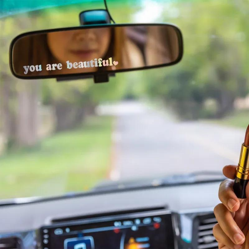Car Stickers You Are Beautiful Interior Decoration Rear View Mirror Decals Car Vanity Mirror Vinyl Sticker Auto Accessories