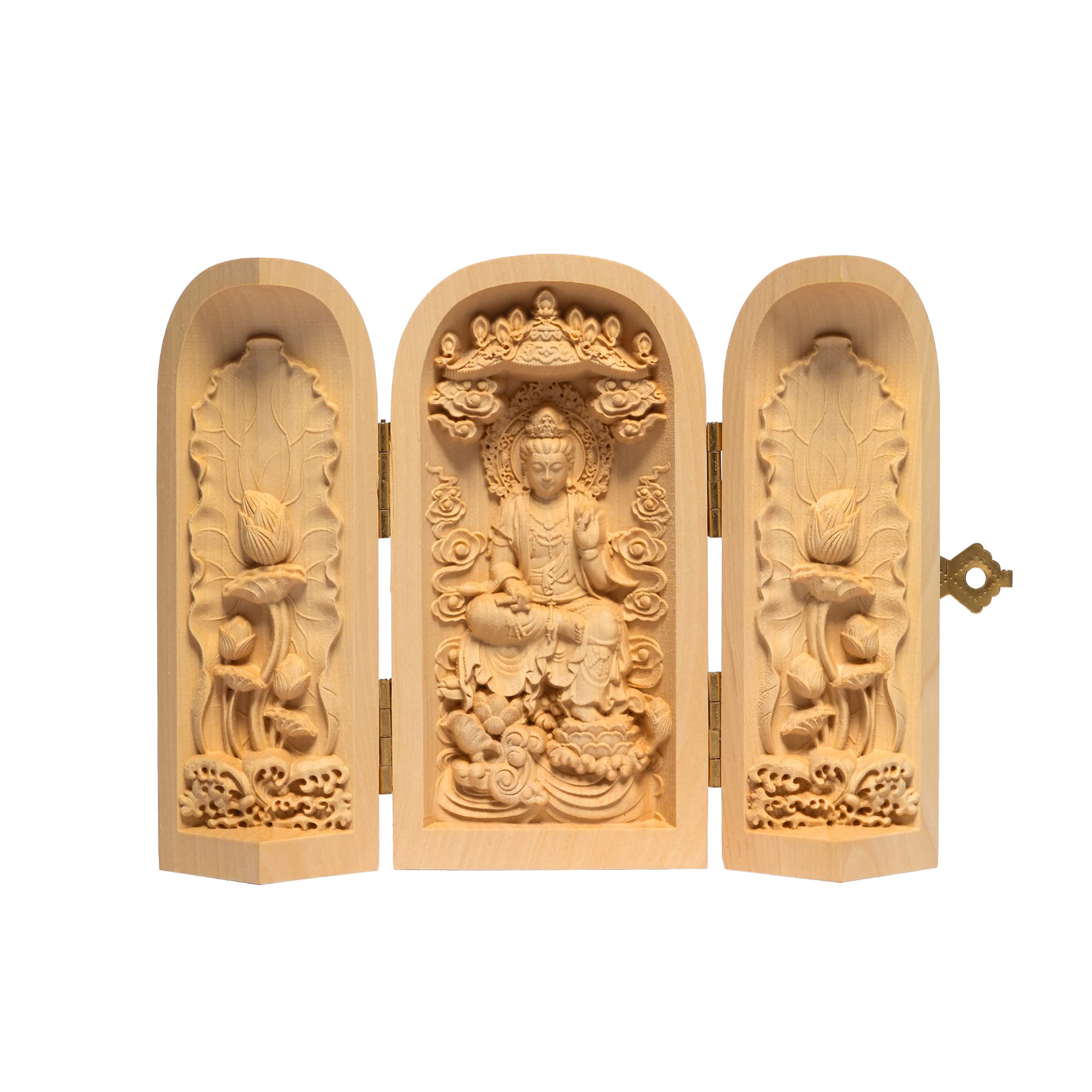 

Ханро Искусство Буддийский Каннон Буддийский алтарь защита дерева от зла Скульптура, статуя, Бодхисаттва, Санкайбуцу, статуя, резьба, орнамент, самшит,