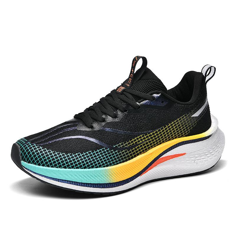 2025 Couple Full Palm Carbon Plate Breathable Racing Shoes, Really Explosive Luminous Student Ultra-light Shock-absorbing Sports Running Shoes