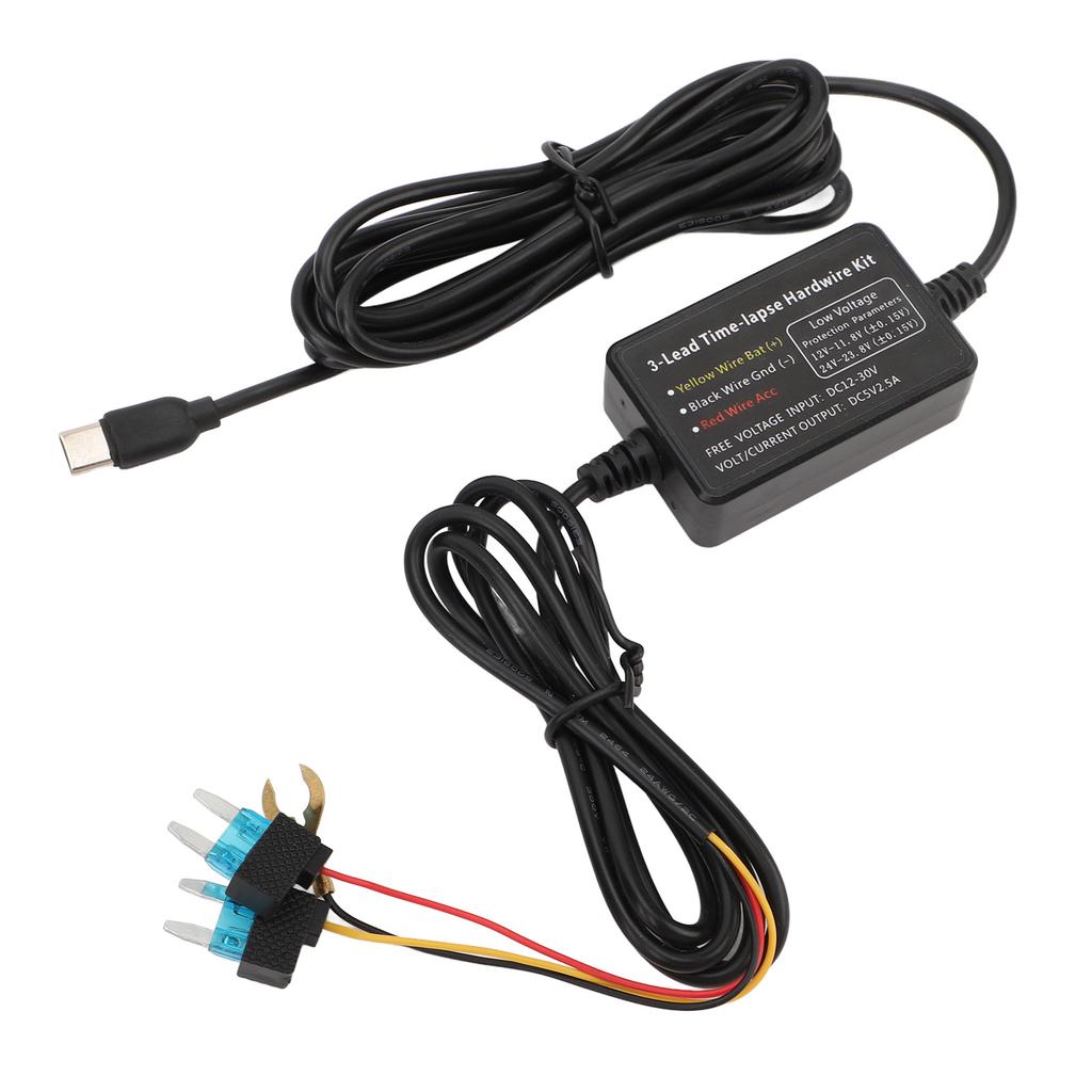 Typ C Dashcam Festverkabelungssatz 12V‑30V auf 5V Dashcam Stromkabel für GPS-Stromversorgung, Radarwarner und mehr