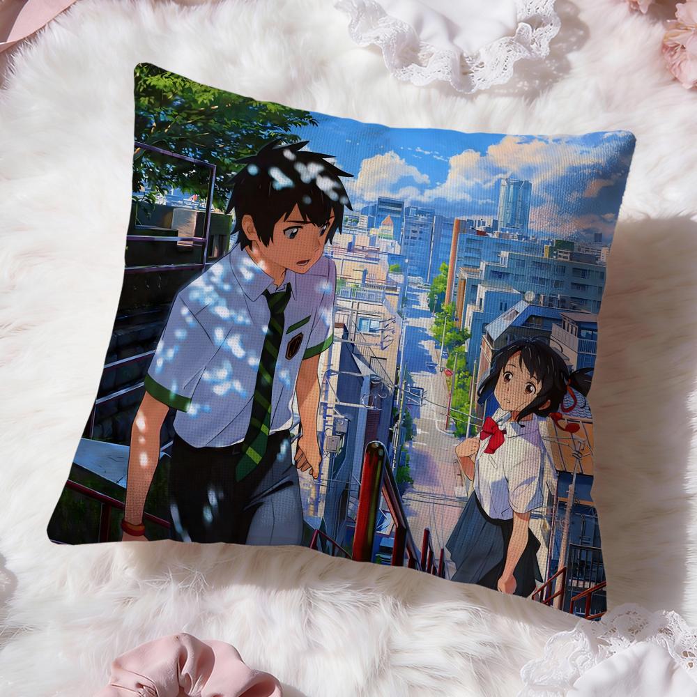Cartoon Y-Your NameS Cushion Cover Premium Comfort Reversible Pillow Cove -Two in One Design for Any Room & Car Interior