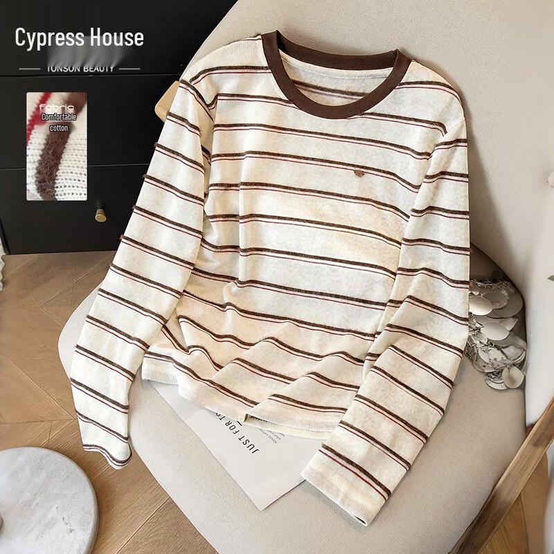 Women s Color Block Stripe Long Sleeve Round Neck Top M