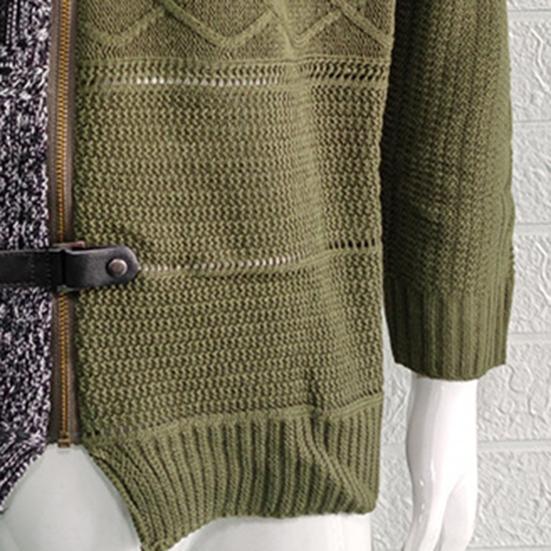 Pánský zimní svetr kabát barevně sladěný asymetrický dlouhý rukáv vysoký límec slim fit teplý pletený ochrana krku podzimní svetr do kanceláře