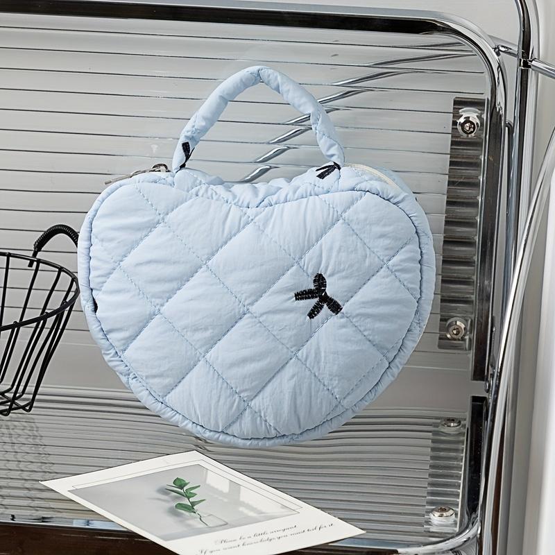 Große Blumige Kosmetiktasche mit Herzmuster, Pastellfarbener Reise-Kosmetik-Organizer mit Griffen für Damen Geschenk