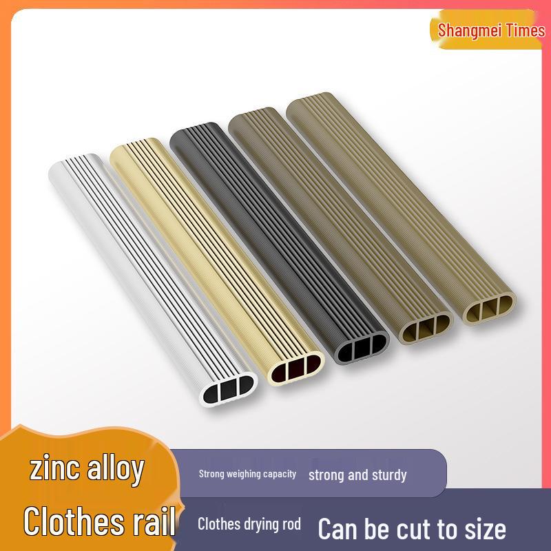 

Thickened Aluminum Alloy Double Line Clothes Drying Rod with Flange Base for Closet Wardrobe Silver Double Rod (0.6)