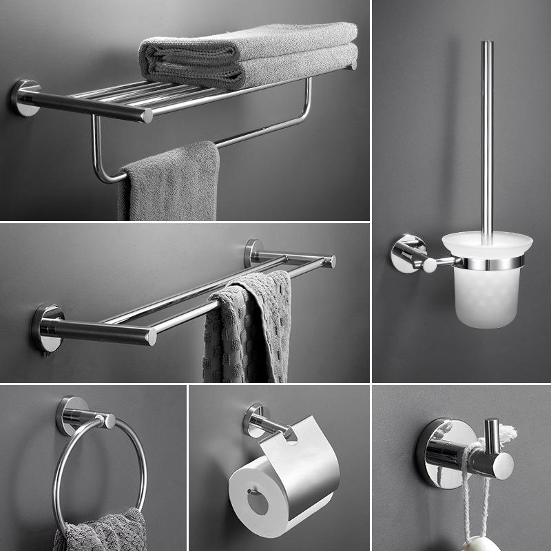 Stainless Steel Wall-Mounted Towel Rack with Storage Shelf, Punch-Free Installation