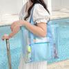 PVC Transparent Mesh Bag Storage Bag Travel Shoulder Bag Travel Beach Tote Bag  Outdoor