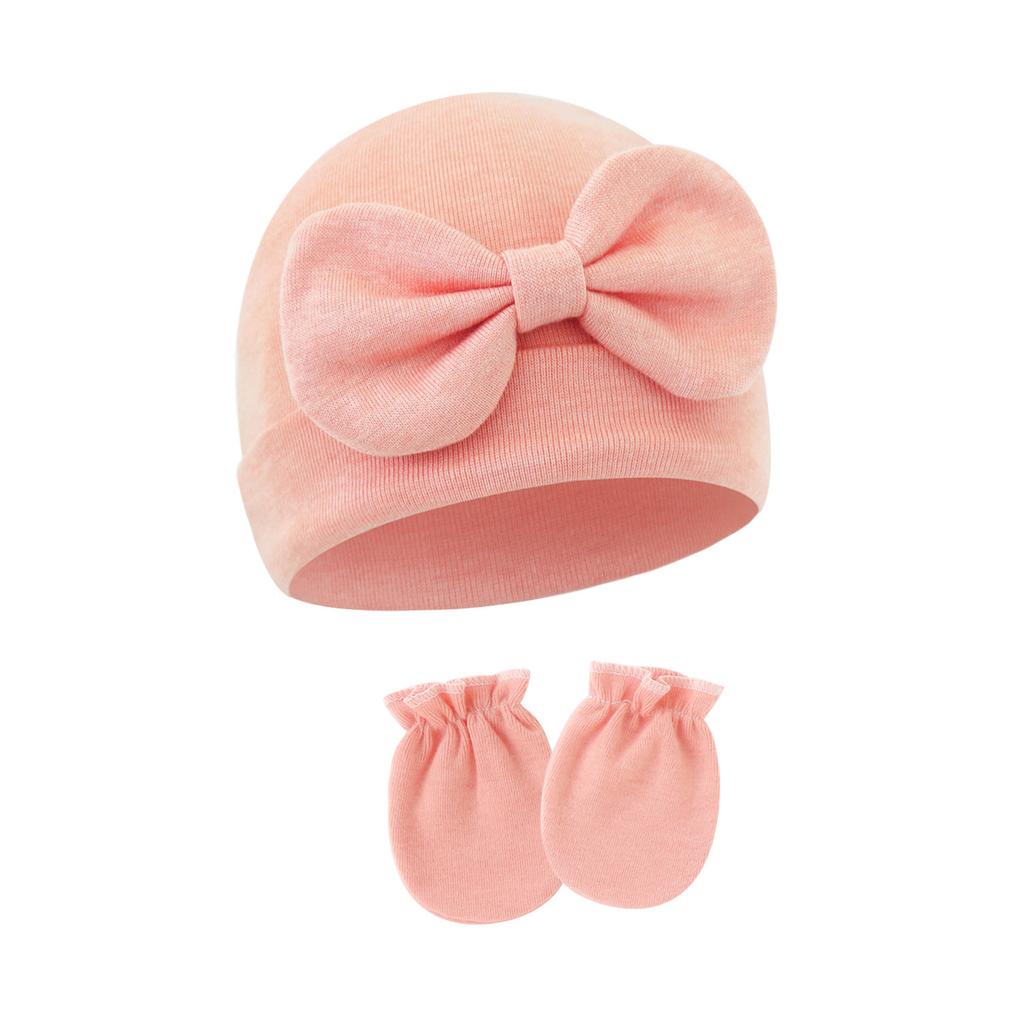 2025 Baby Bonnet Newborns Fetal Cap Fashionable Brimless Hat Trendy Headgear with Anti-grab Mittens Soft Gloves