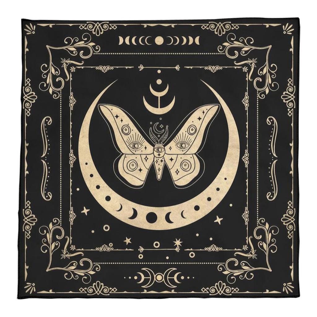 Tarot Card Tablecloth Altars Cloth Moon/Butterfly/Flower Tablecloth Astrology Divinations Non-Slip Mat Tapestry Decors