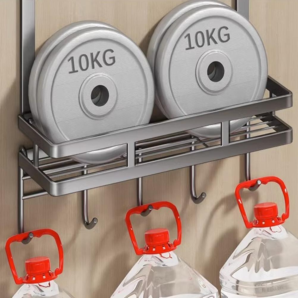 Over Door Hangers Detachable Installation-free Storage Rack Multifunctional High Carbon Steel Hook Gray Clothes Shelf Basket