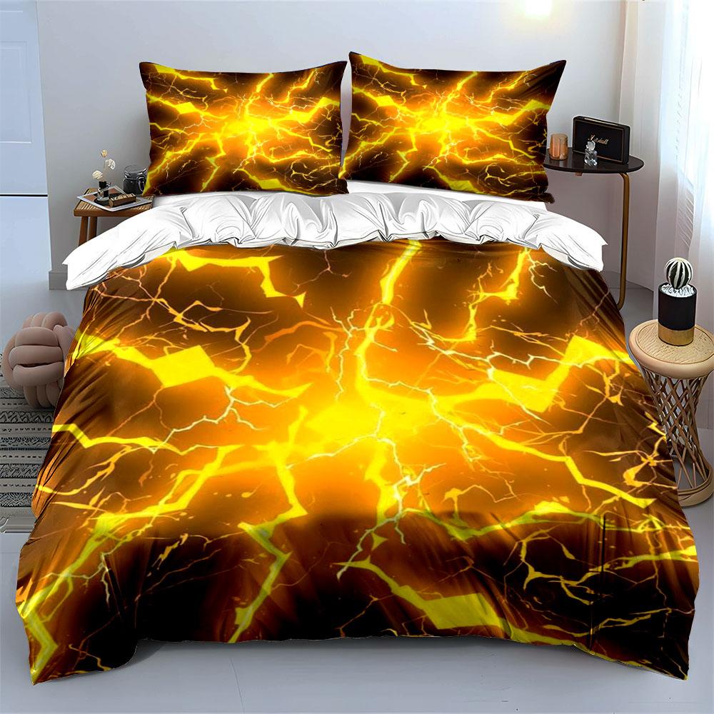 Yellow lightning bolt pattern. Bedding sets Duvet cover sets Duvet covers Pillowcases(1 * Duvet Cover 2 * Pillowcases, without duvet insert)